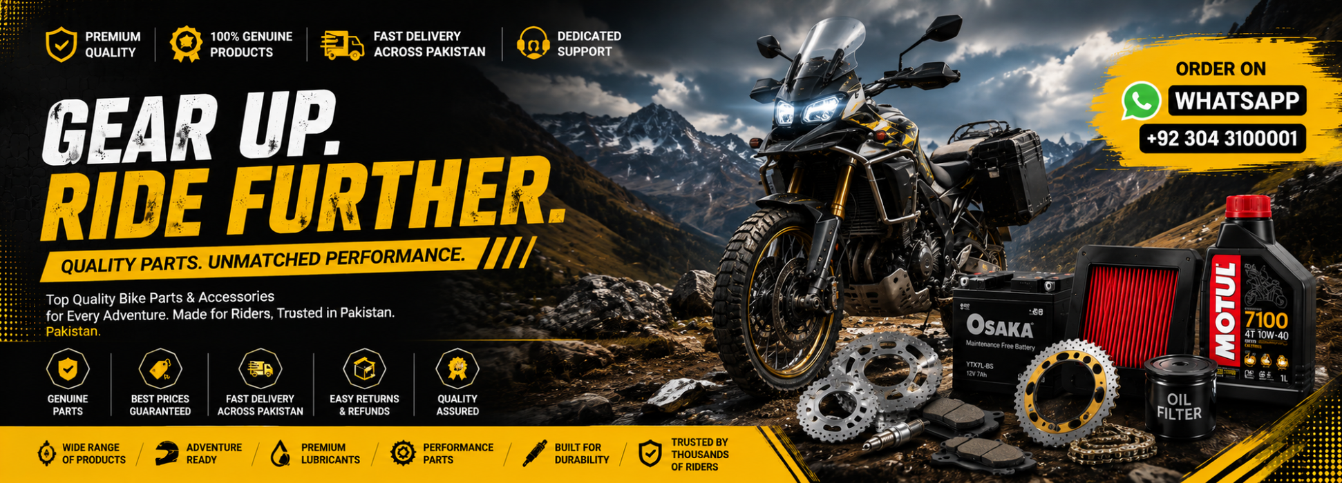Adventure motorcycle parts and accessories