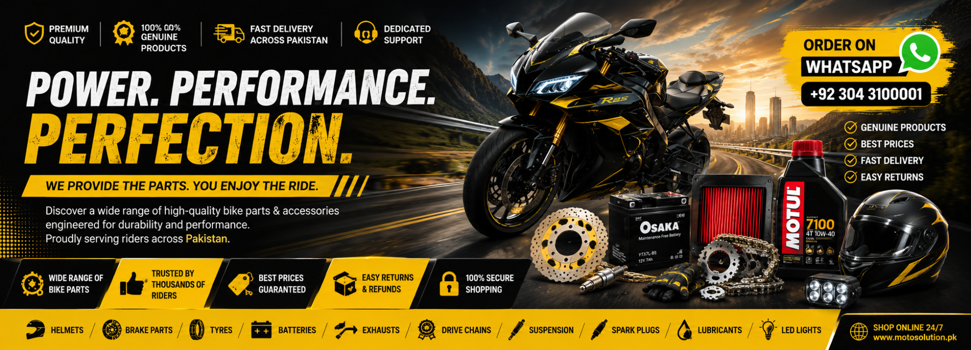Performance motorcycle parts and riding accessories